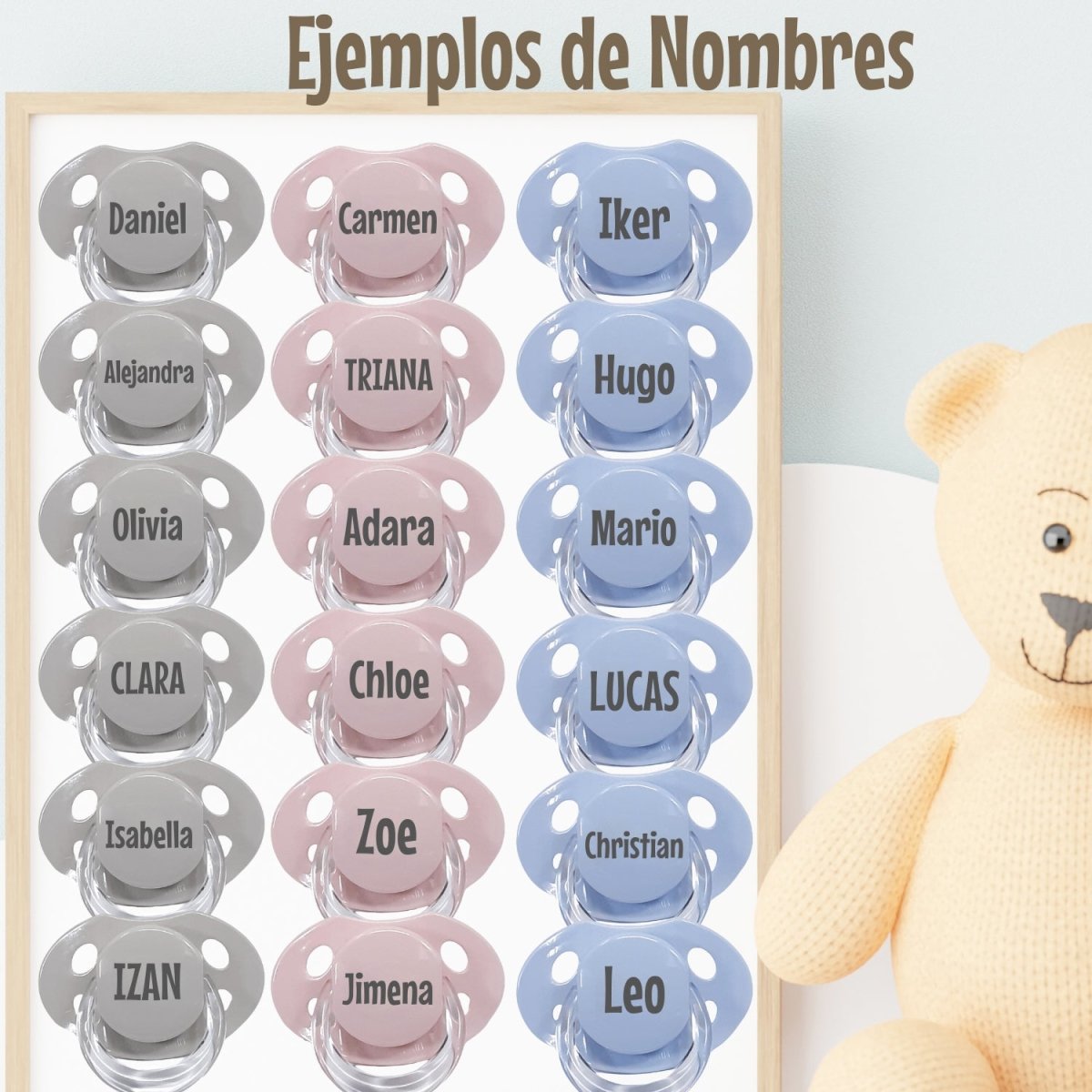 Chupete Personalizado Nombre Bebe - Cestas y canastillas para bebes-regalos bebé recién nacido