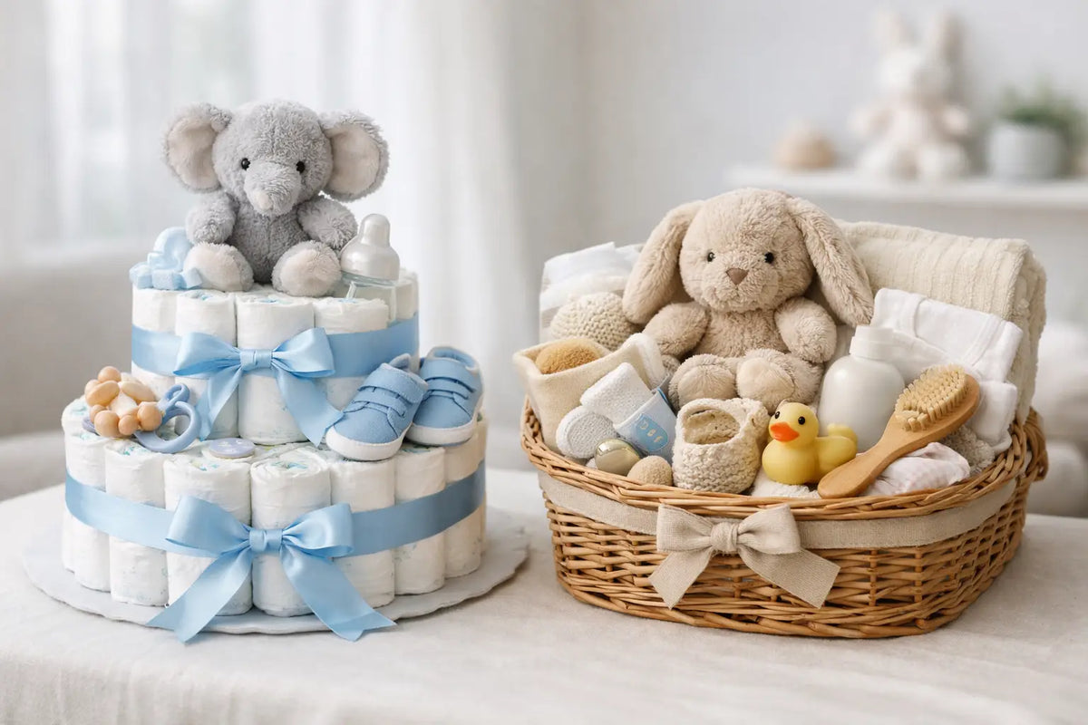 Tarta pañales versus canastilla para regalar