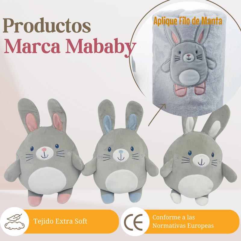 Manta bebé conejo suave con aplique, ideal regalo nacimiento niño o niña, tejido extra soft