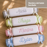 cojín bebé personalizado para niño con bordado en tejido de pique y desenfundable