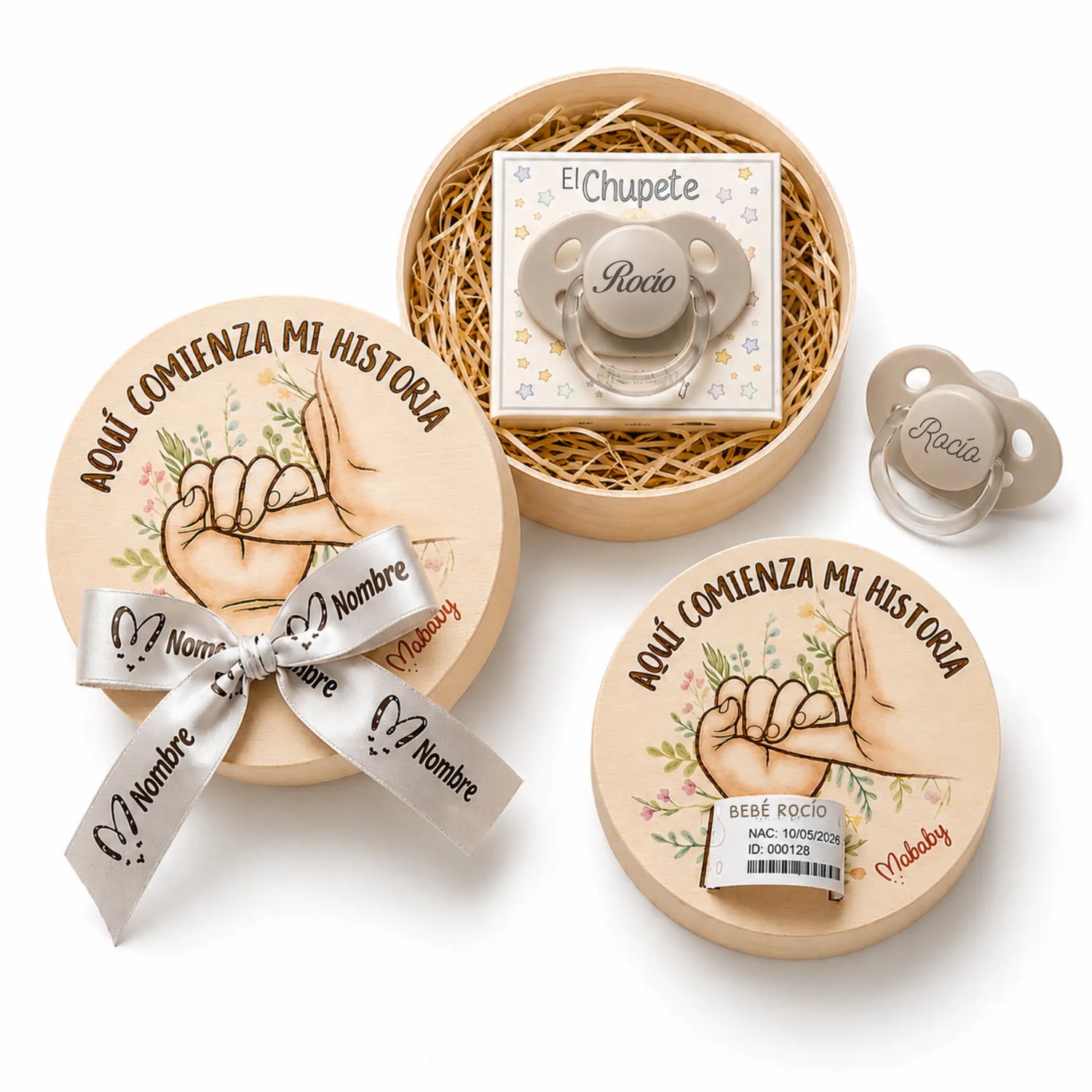 Chupete Personalizado Con Caja De Recuerdos Para Bebé
