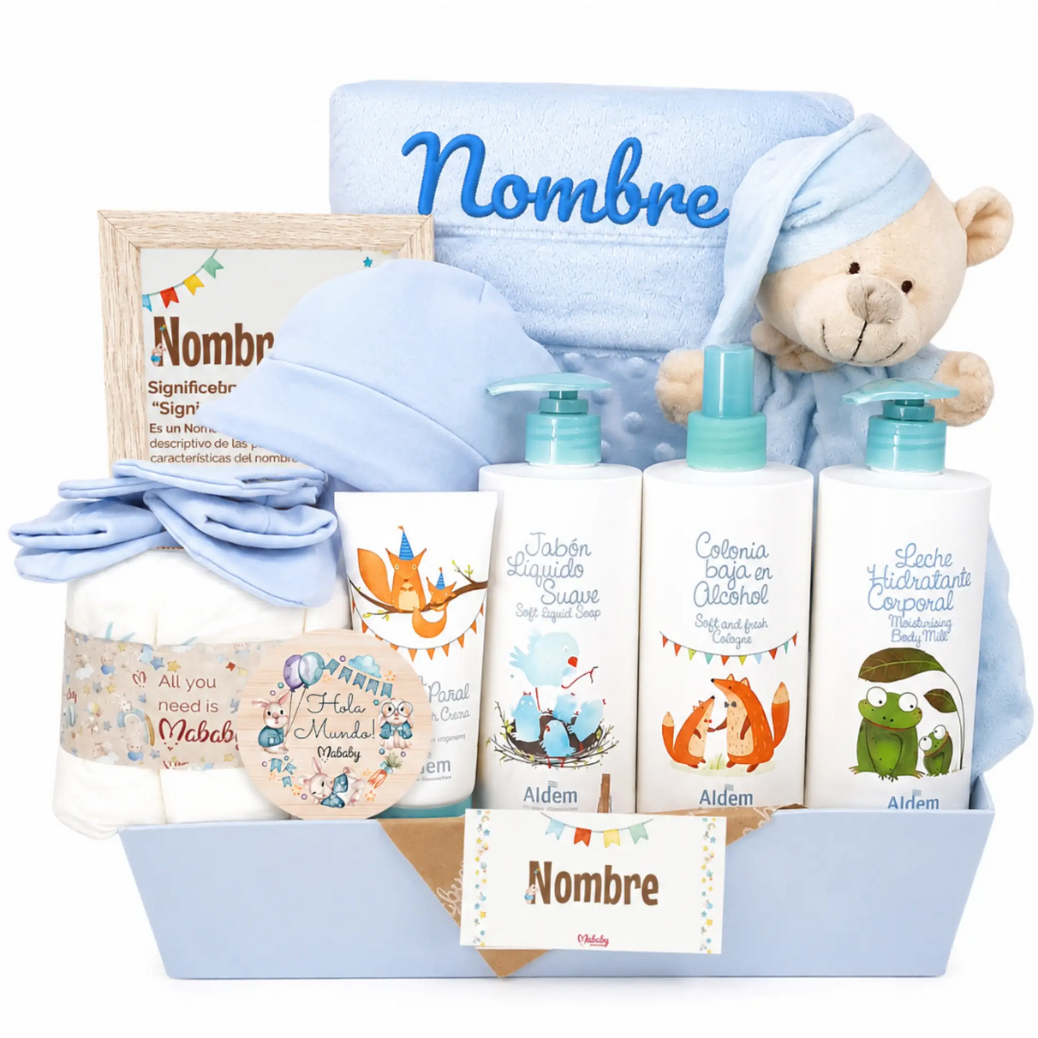 Canastilla Bebé Personalizada Bubble Con Dou Dou Y Cosmética Aldem Farma