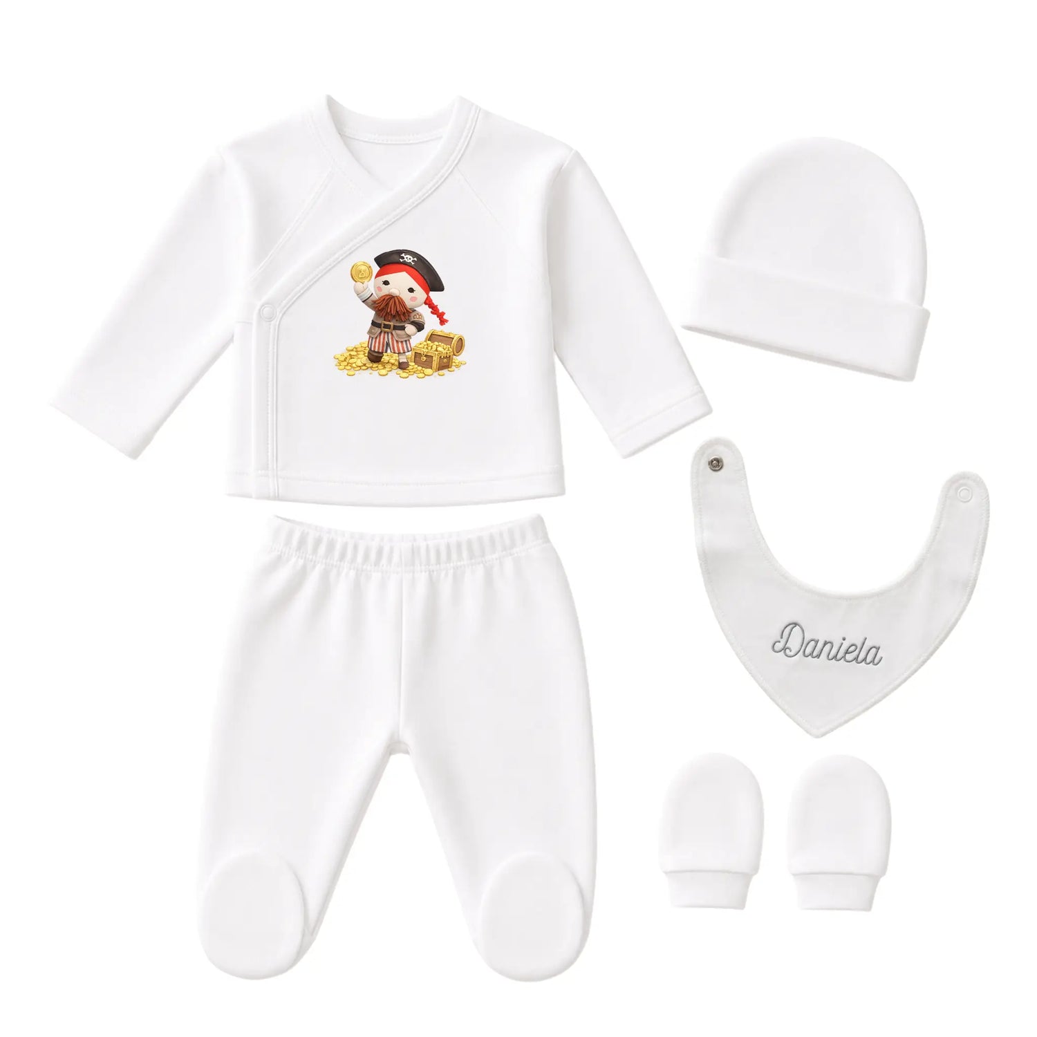 Set Primera Puesta Personalizado Para Bebé Con Nombre Bordado