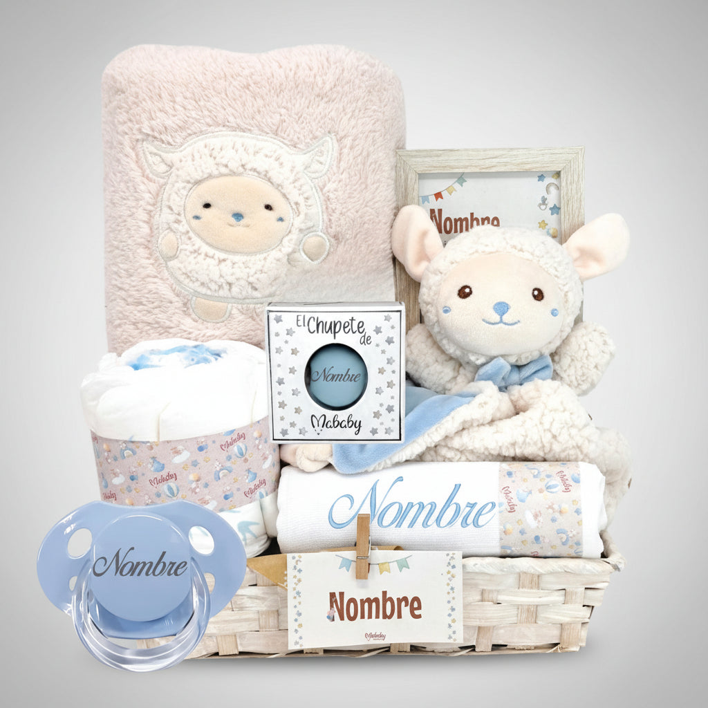 Canastilla My Sheep - Cestas y canastillas para bebes | Mababyshop - Manta y Peluche Personalizado