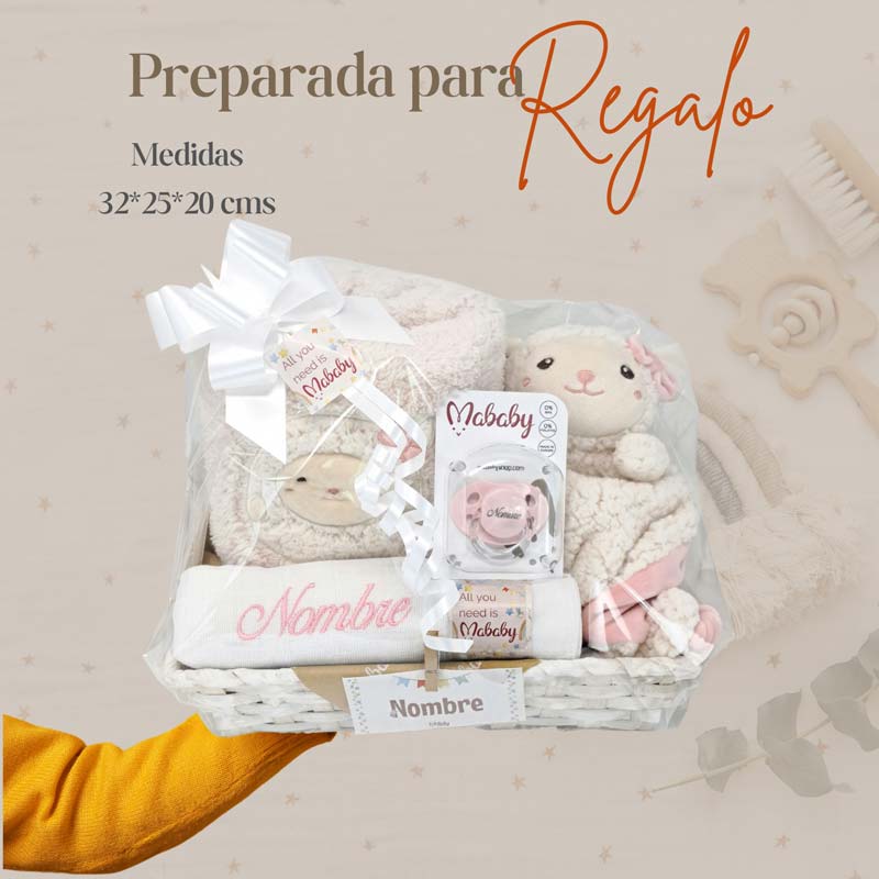 Canastilla My Sheep - Cestas y canastillas para bebes - Manta y Peluche Personalizado