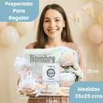 Cesta Bebé Menta - Cestas y canastillas para bebes | Mababyshop - Canastilla Personalizada