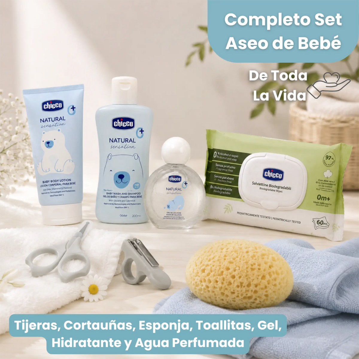 regalo recién nacido niña con set higiene Chicco