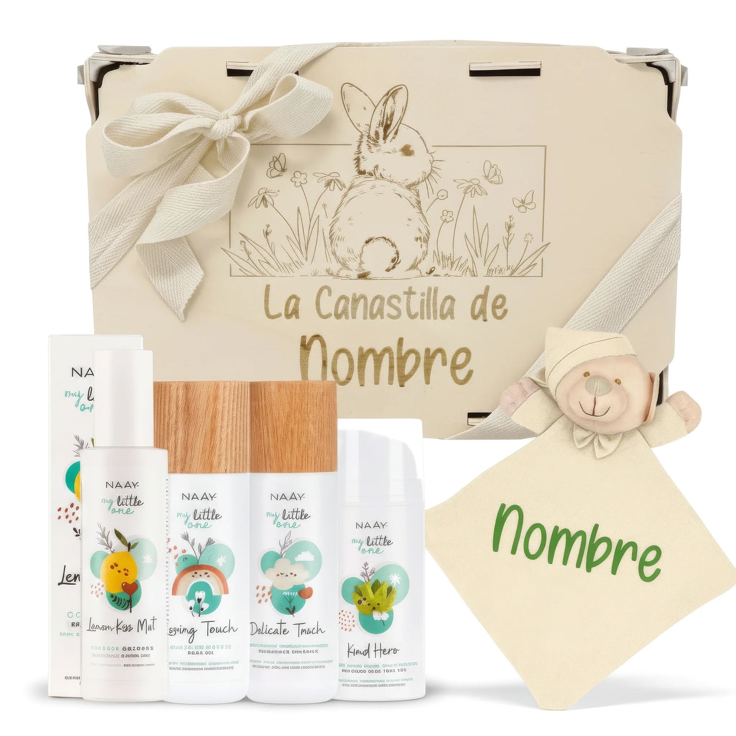 Cesta Para Bebé Personalizada My Little One Delicate Con Dou Dou Bordado