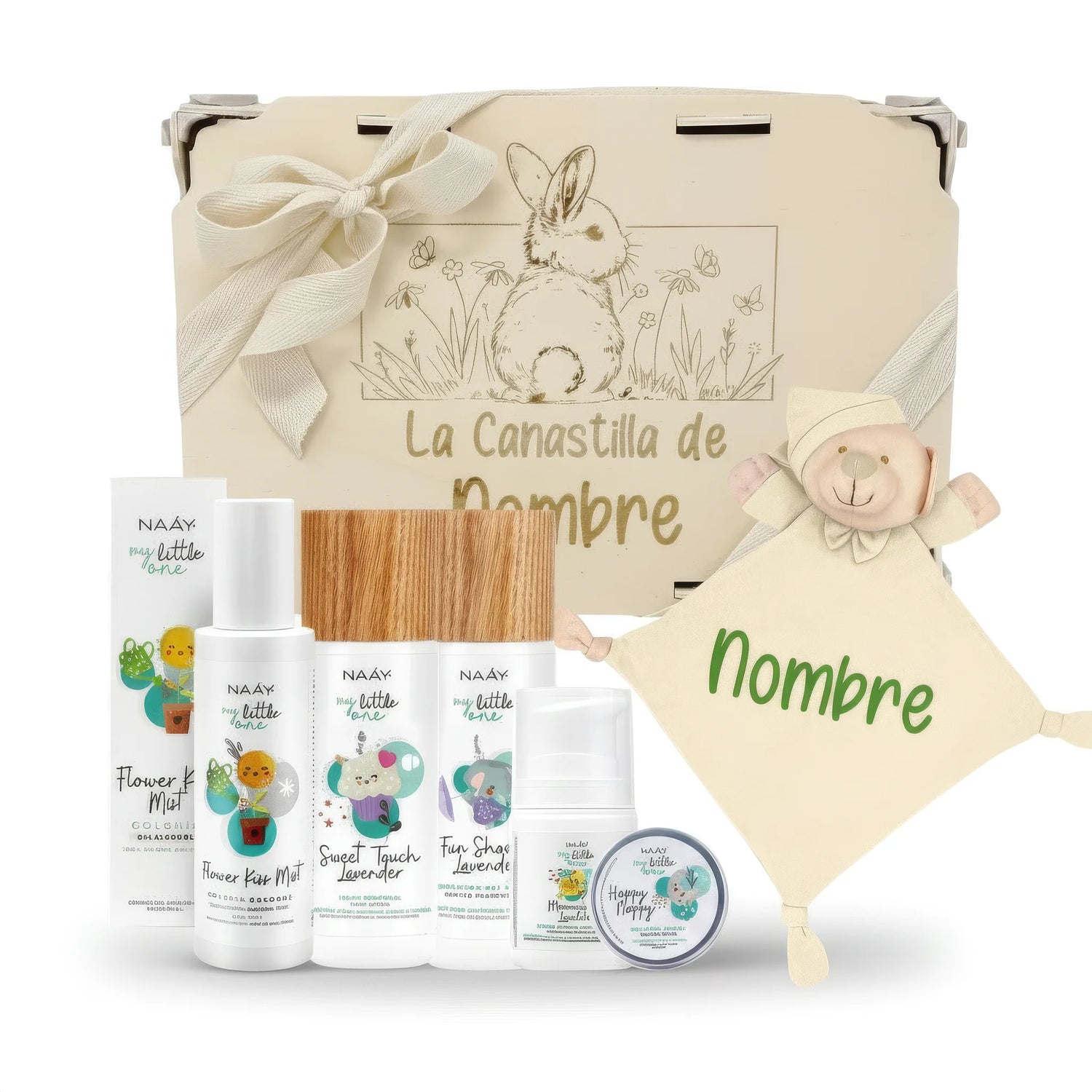 Cesta Para Bebé Personalizada My Little One Dreams Con Dou Dou Bordado