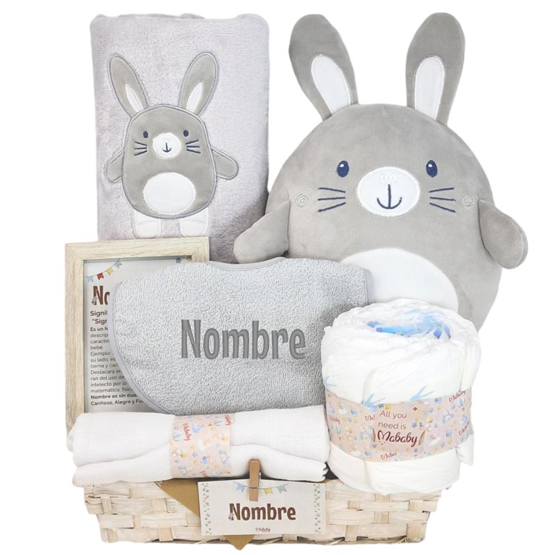 Happy Rabbits - Cestas y canastillas para bebes - cesta bebe personalizada