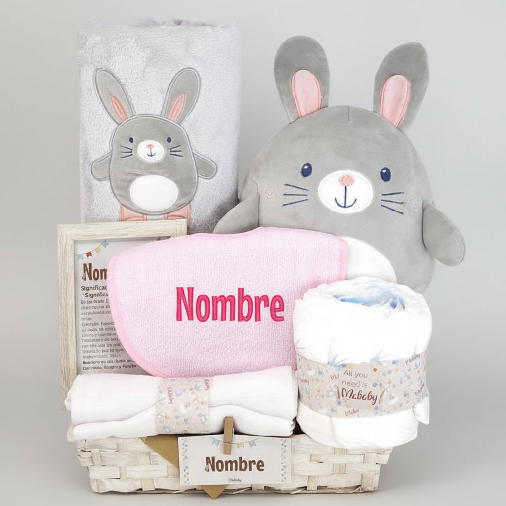 Happy Rabbits - Cestas y canastillas para bebes - cesta bebe personalizada