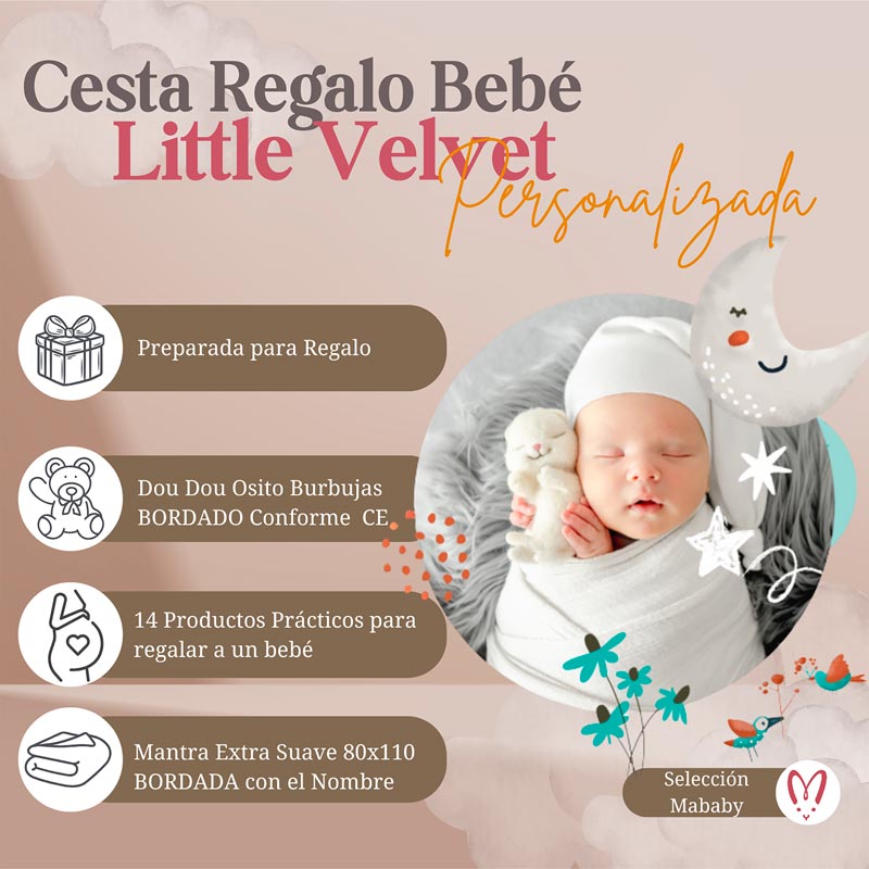 Little Velvet de Mababy - Cestas y canastillas para bebes | Mababyshop - canastilla bebe