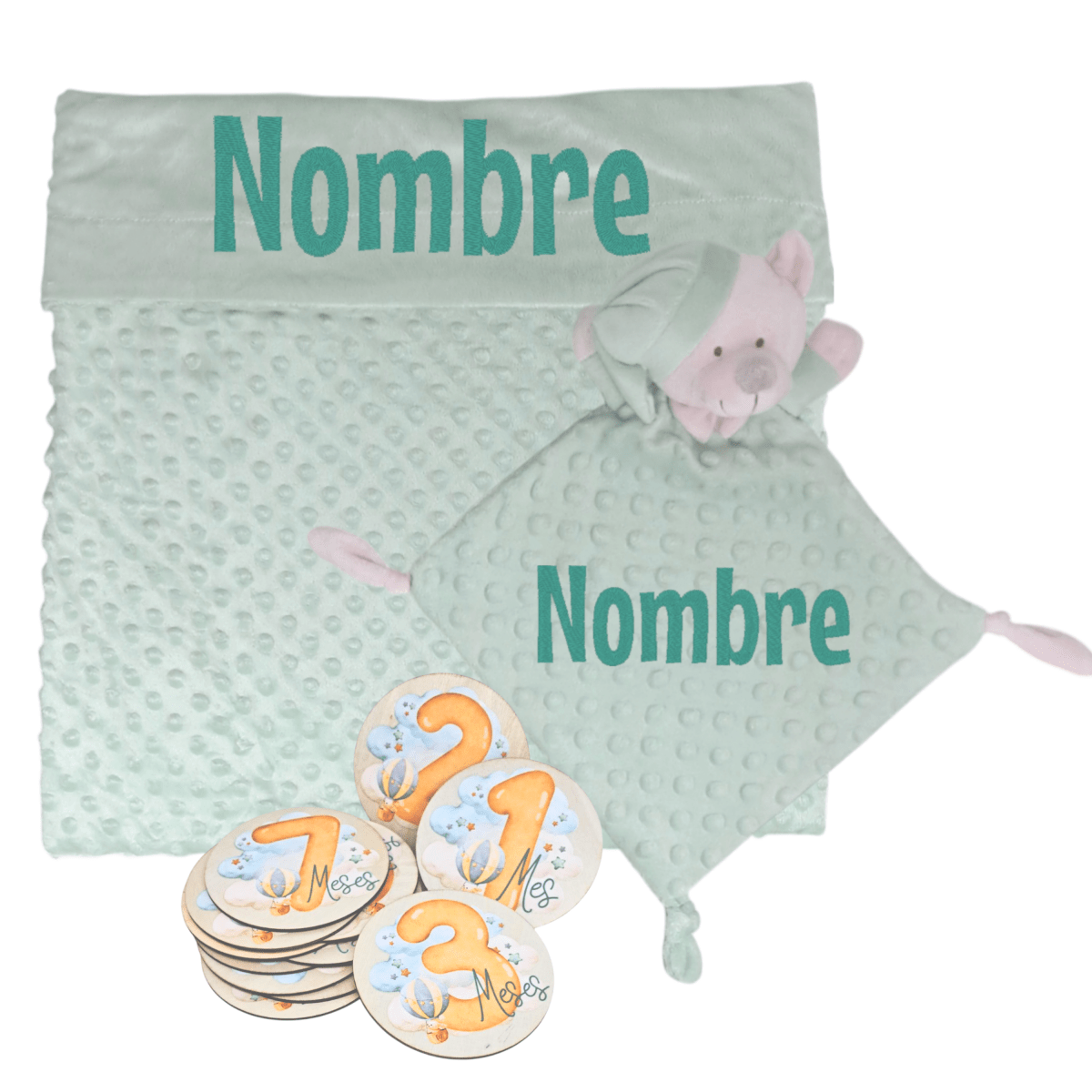 Manta y Dou dou con Placas Fotograficas de Hitos - Cestas y canastillas para bebes | Mababyshop - Manta y Peluche