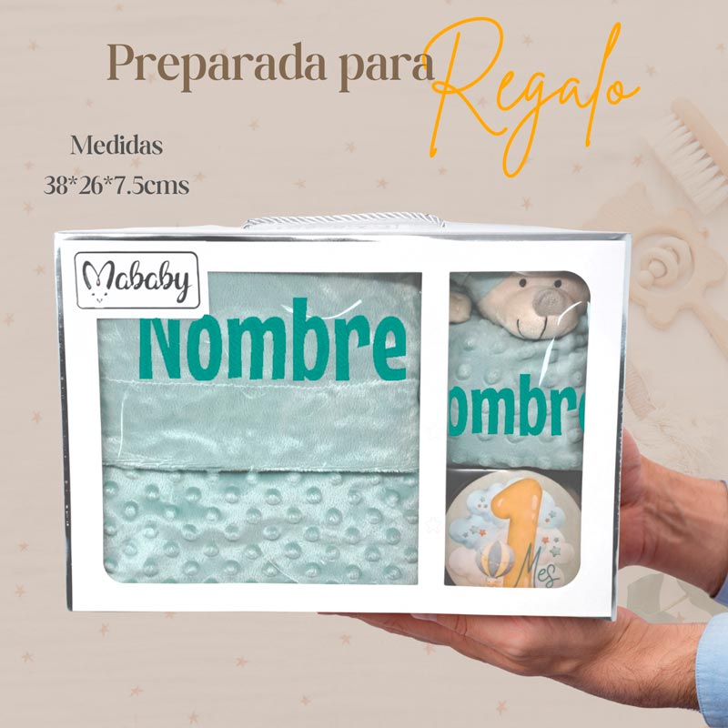 Manta y Dou dou con Placas Fotograficas de Hitos - Cestas y canastillas para bebes | Mababyshop - Manta y Peluche