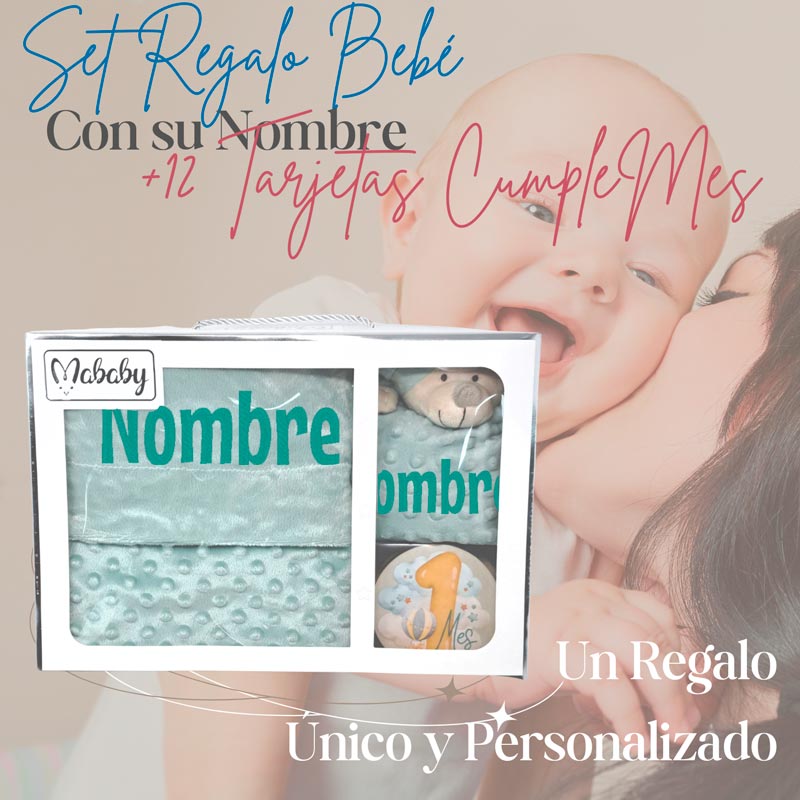 Manta y Dou dou con Placas Fotograficas de Hitos - Cestas y canastillas para bebes | Mababyshop - Manta y Peluche
