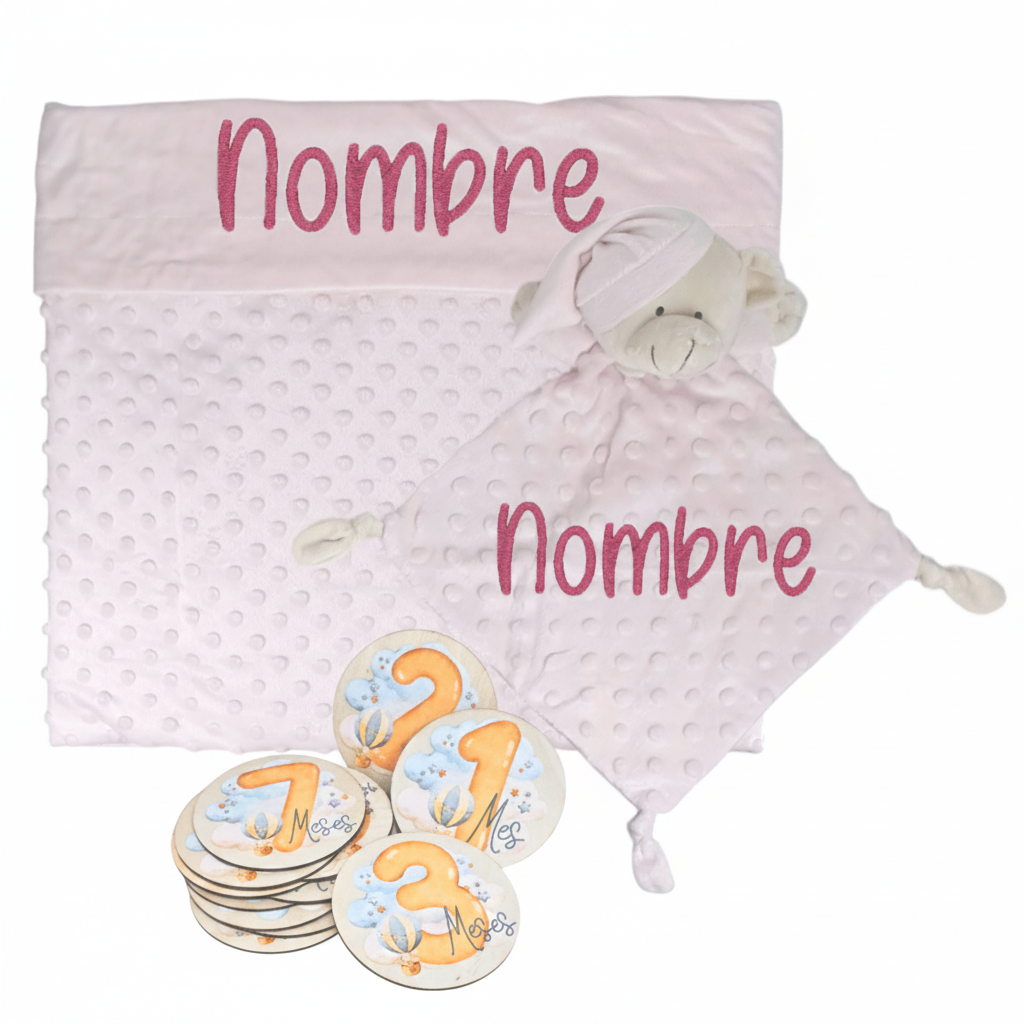 Manta y Dou dou con Placas Fotograficas de Hitos - Cestas y canastillas para bebes | Mababyshop - Manta y Peluche