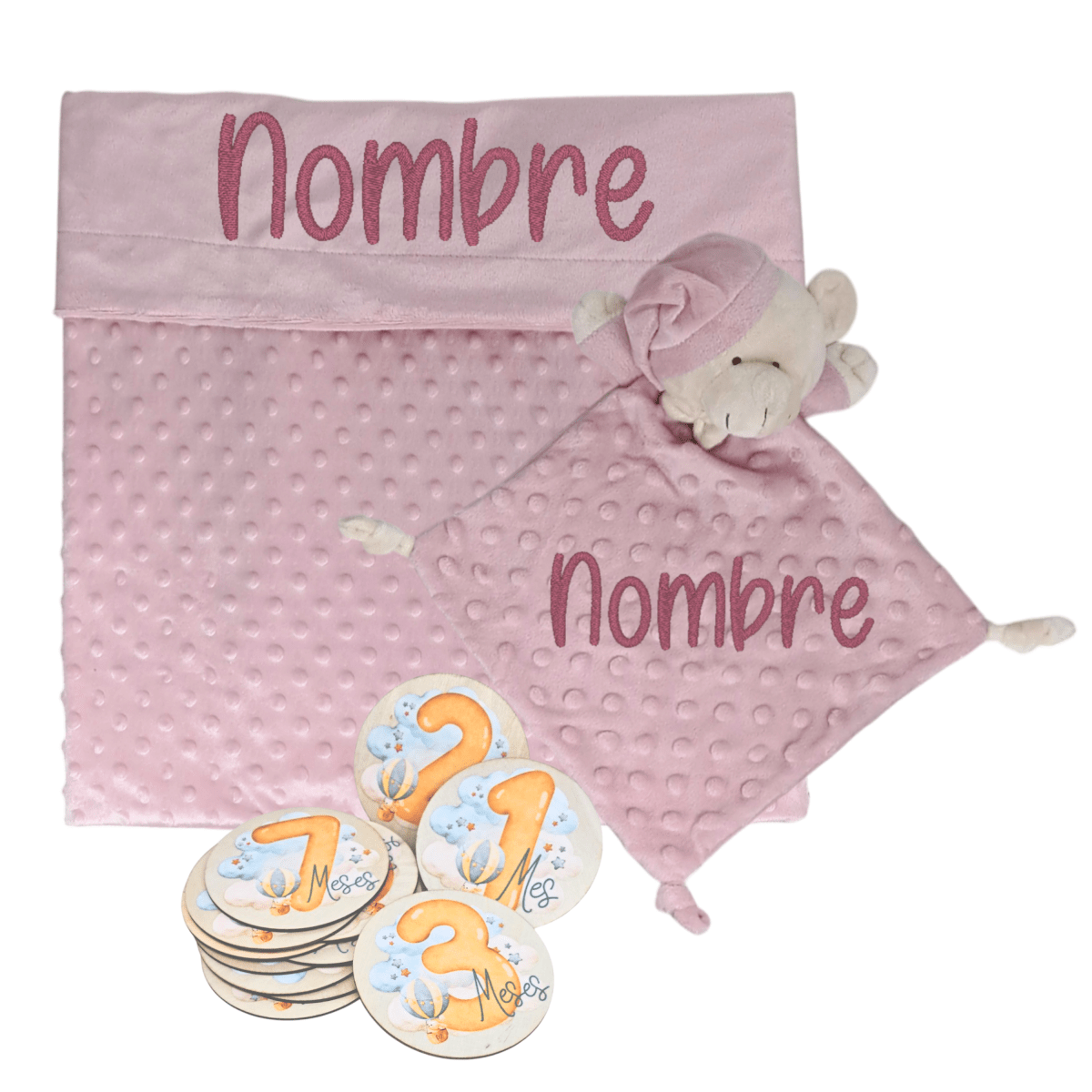 Manta y Dou dou con Placas Fotograficas de Hitos - Cestas y canastillas para bebes | Mababyshop - Manta y Peluche