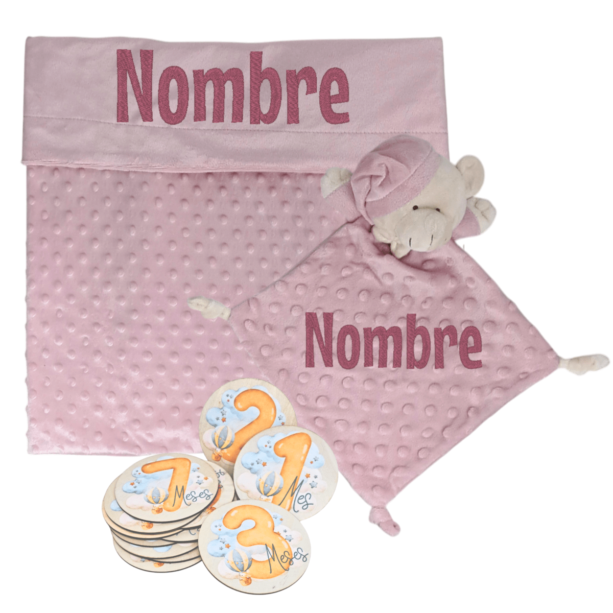 Manta y Dou dou con Placas Fotograficas de Hitos - Cestas y canastillas para bebes | Mababyshop - Manta y Peluche