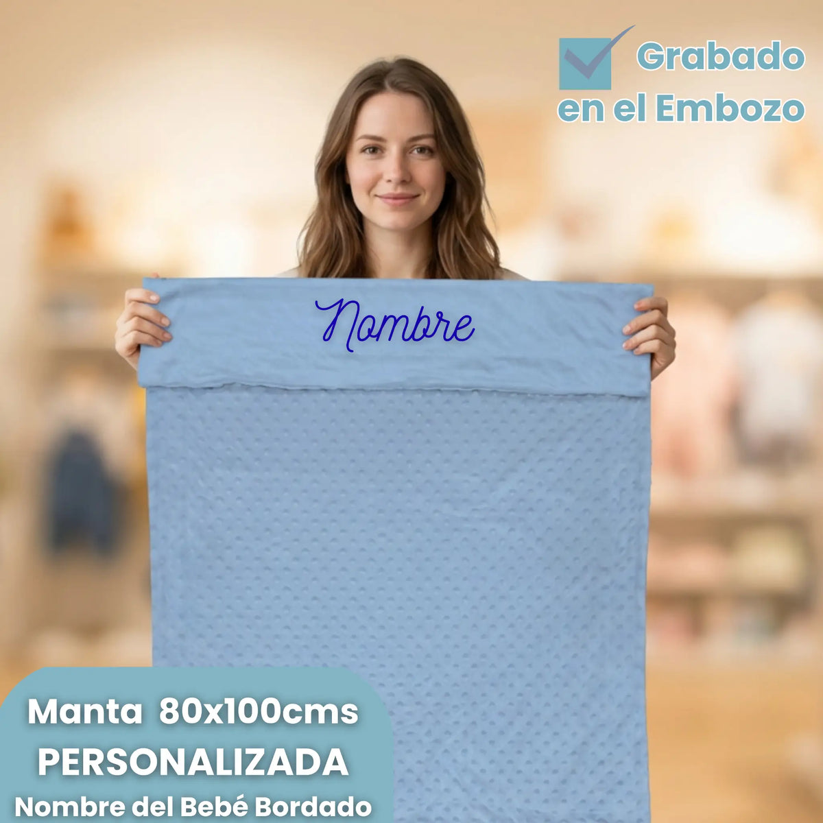 cesta bebé niña con manta burbujas bordada y suavinex