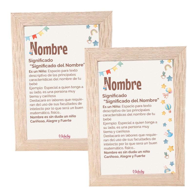 Marco con Significado del Nombre del Recién Nacido - Cestas y canastillas para bebes | Mababyshop - Bebés y niños pequeños