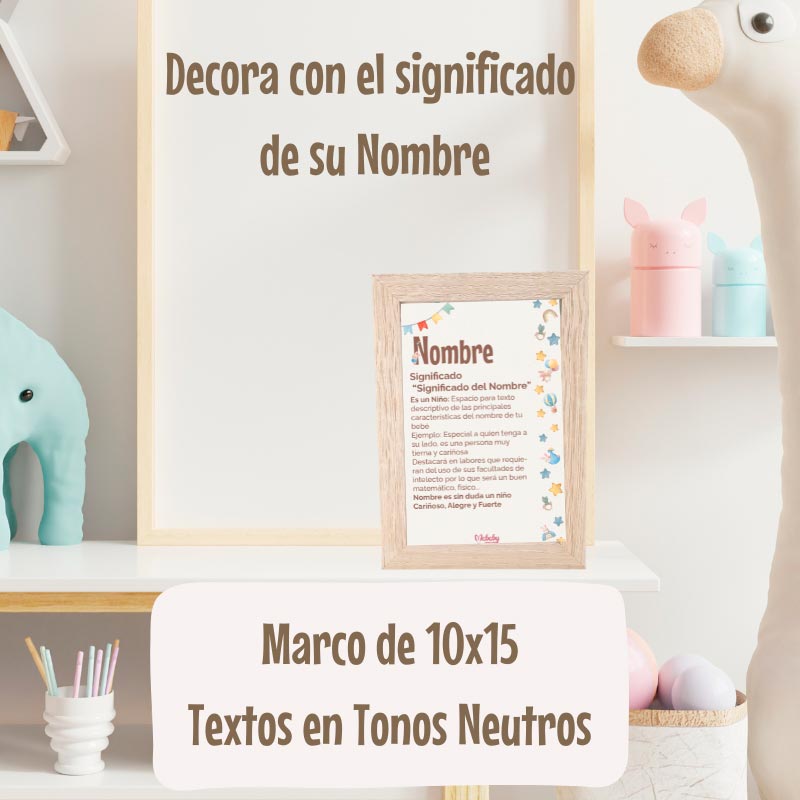 Marco con Significado del Nombre del Recién Nacido - Cestas y canastillas para bebes | Mababyshop - Bebés y niños pequeños
