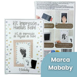 Kit impresión huellas bebé para niño o niña, recuerdo personalizable con marco y tinta segura