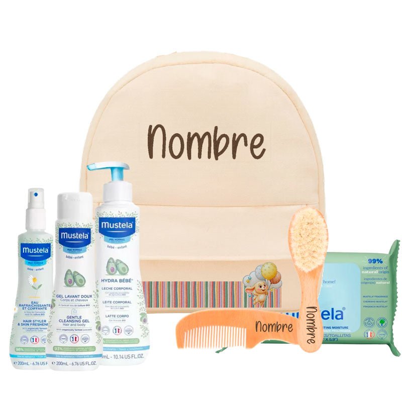 Mochila Mustela Personalizada - Cestas y canastillas para bebes | Mababyshop - Set Regalo Bebe