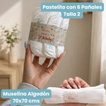 pastel de pañales ecologicos en nuestras canastillas de mabababyshop