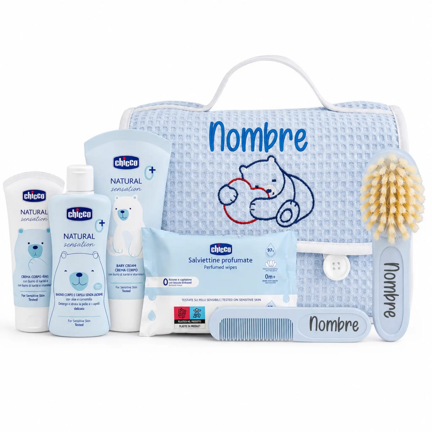 Cesta Para Bebé Personalizada Chicco Con Bolsa Y Set De Aseo