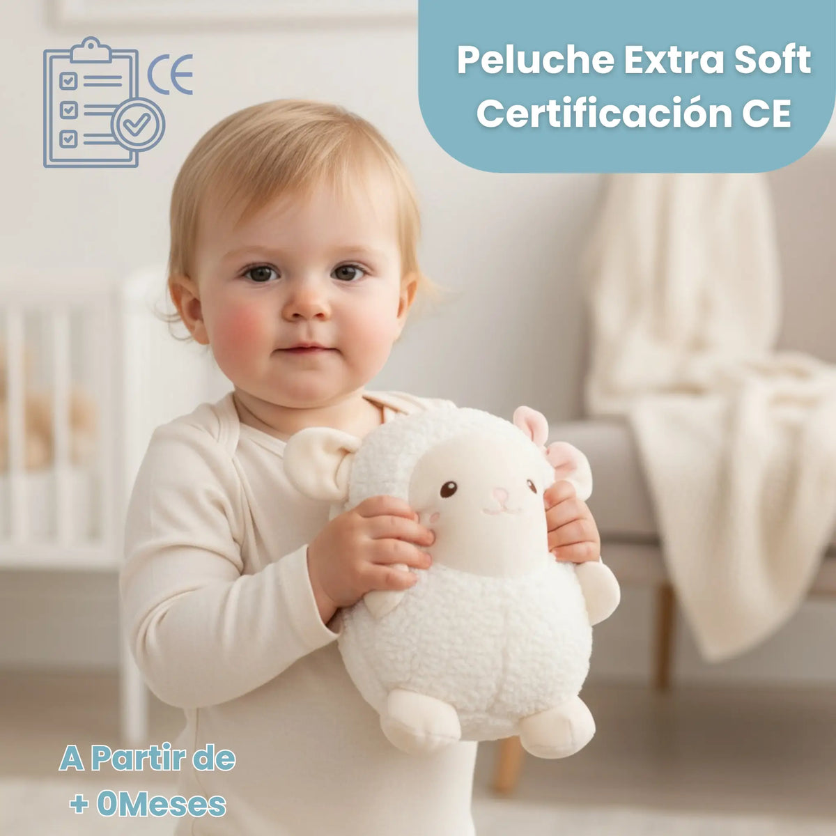 regalo nacimiento niño con manta suave y peluche oveja
