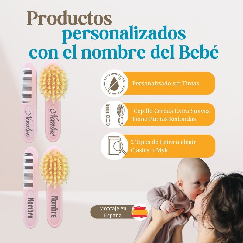 Set Cepillo y Peine Personalizado Actual - Cestas y canastillas para bebes - Sets Regalos Bebe
