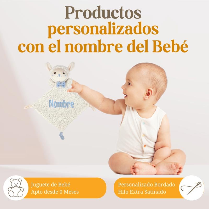 Set Manta, Dou Dou Chupe y Pinza Ovejita - Cestas y canastillas para bebes - Manta y Peluche Personalizado