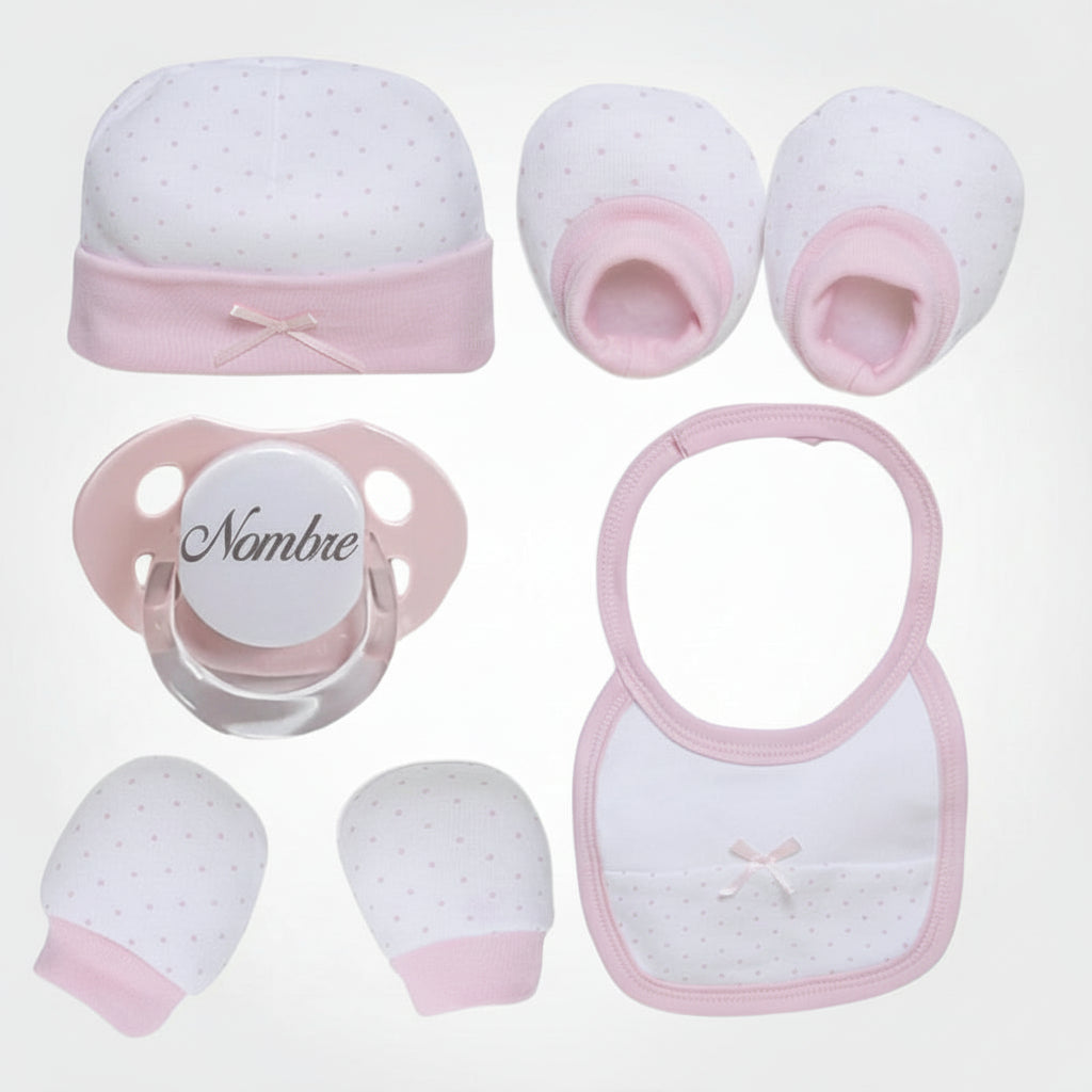 Set De Regalo Para Bebé Personalizado - Babero De Algodón + Chupete Libre De BPA, Ideal Para Baby Showers