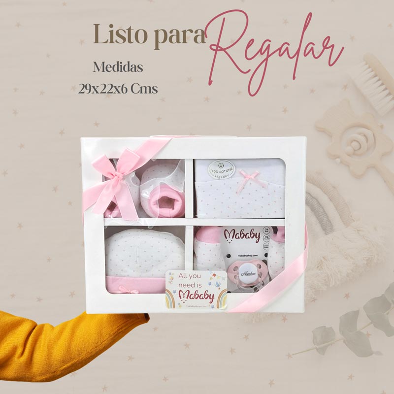 Set Primera Puesta y Chupete Personalizado - Cestas y canastillas para bebes - Canastilla Bebe Personalizada