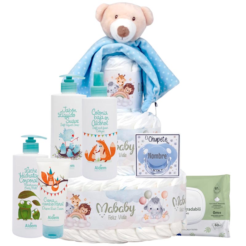 Tarta Pañales Mi Chupe Personalizado - Cestas y canastillas para bebes | Mababyshop - tarta de pañales
