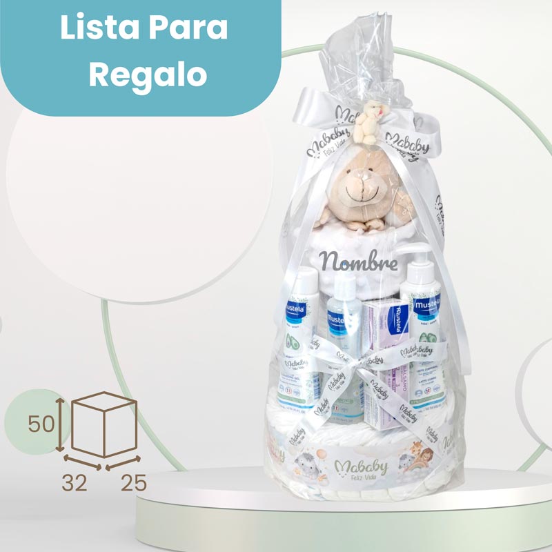 Tarta Pañales Mustela - Cestas y canastillas para bebes | Mababyshop - tarta pañales