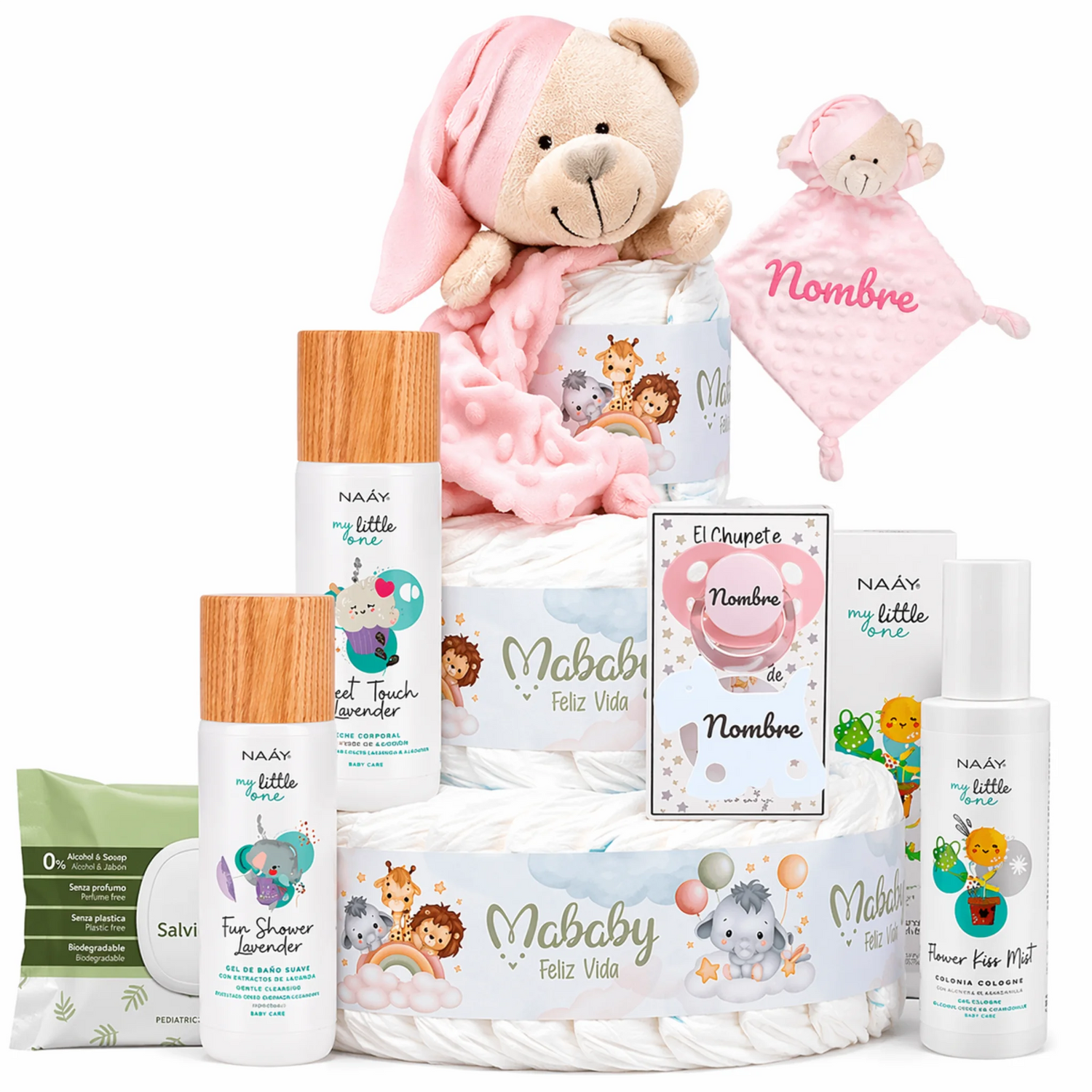 Tarta De Pañales Personalizada Lavender Para Bebé