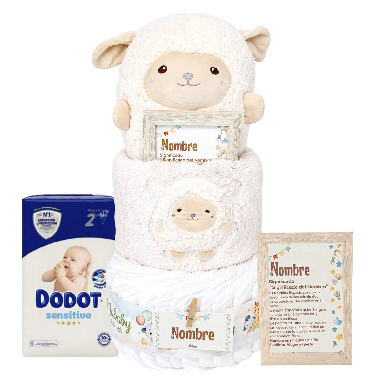 tarta de pañales unisex mi ovejita dodot sensitive