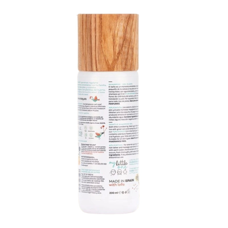 Gel champú suave sin perfume para bebé, ideal para piel sensible, hecho en España con amor