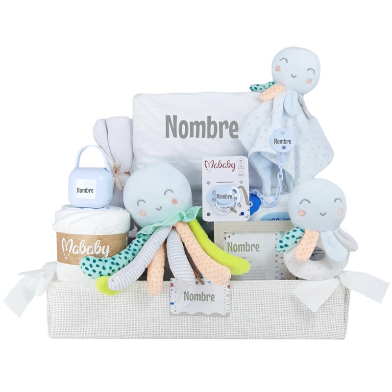 Cesta Bebe Squishy Pulpito - Cestas y canastillas para bebes-Canastilla Bebe Personalizada