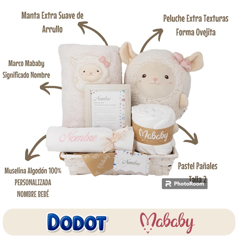 Happy Animals Ovejita - Cestas y canastillas para bebes-cesta personalizada bebe