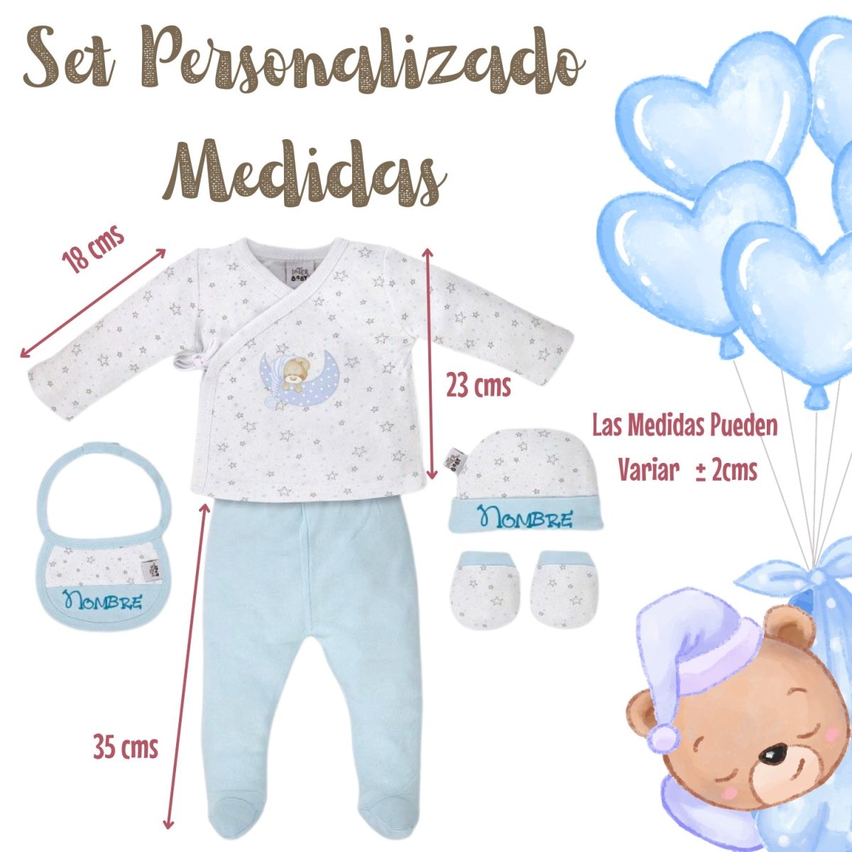 Set 6 Piezas Primera Puesta Estrellas - Cestas y canastillas para bebes-Pijamas y primeras puestas