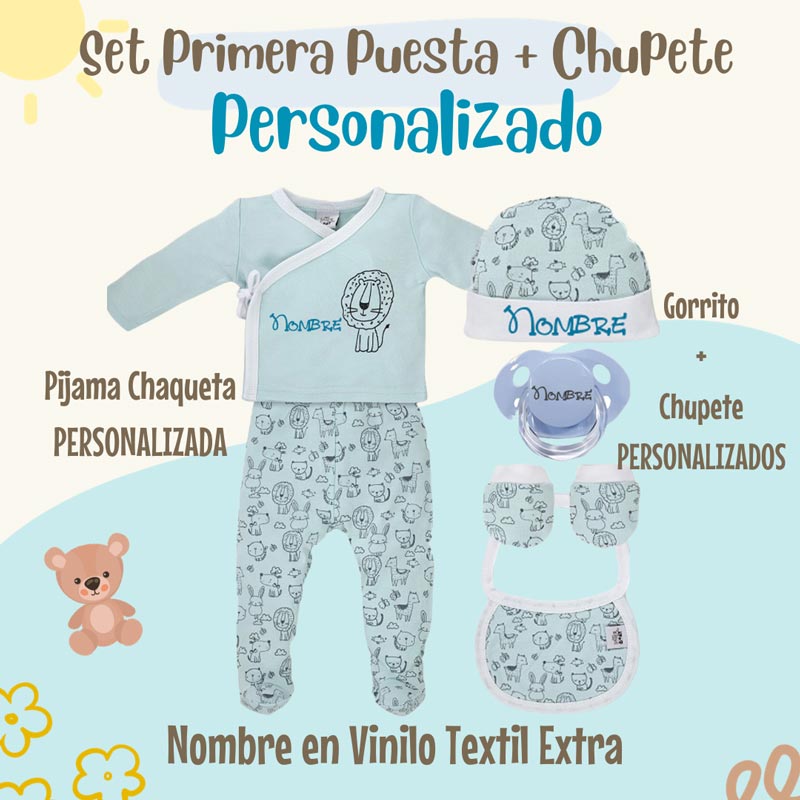Set 6 Piezas Primera Puesta Leon - Cestas y canastillas para bebes-Pijamas y primeras puestas