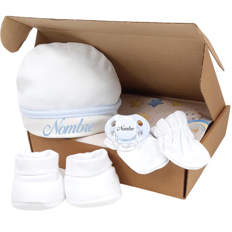 Set de Gorrito y Chupete Personalizado - Cestas y canastillas para bebes-Set primera Puesta