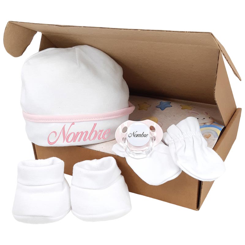 Set de Gorrito y Chupete Personalizado - Cestas y canastillas para bebes-Set primera Puesta