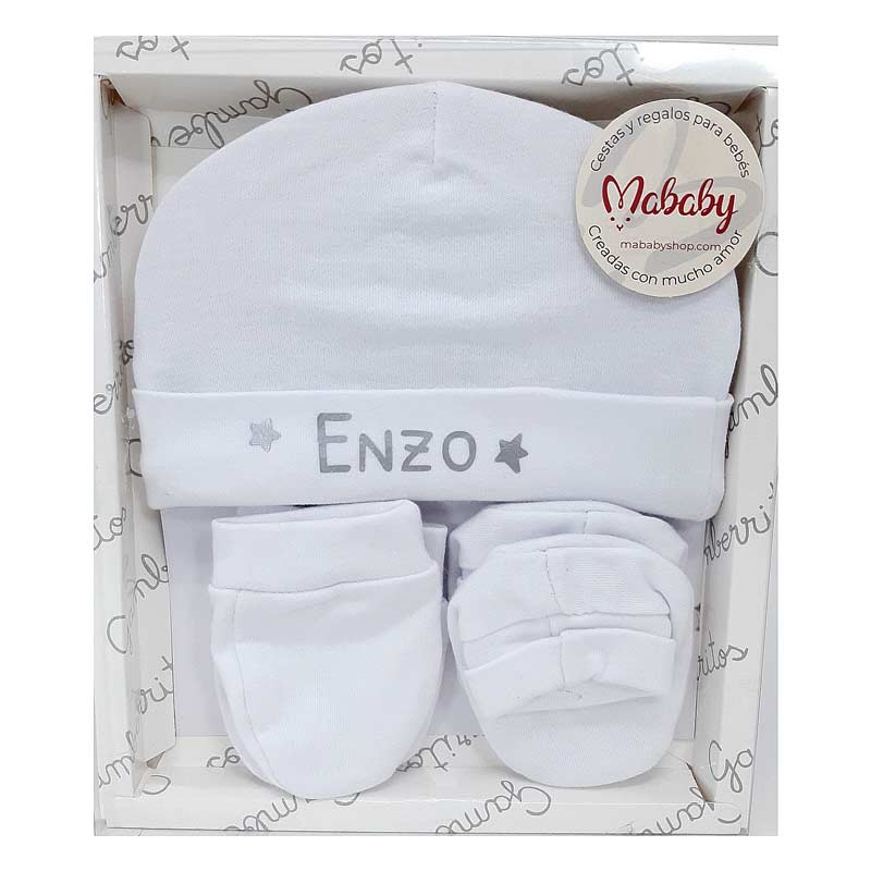 Set de primera puesta de 3 piezas personalizado - Cestas y canastillas para bebes-regalos bebé recién nacido