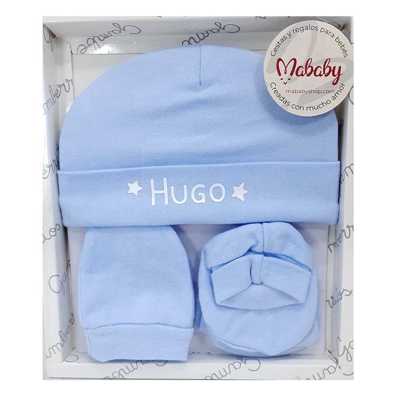 Set de primera puesta de 3 piezas personalizado - Cestas y canastillas para bebes-regalos bebé recién nacido