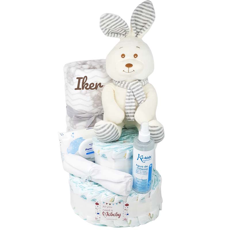 Tarta Pañales Mi Peluche Conejito - Cestas y canastillas para bebes-tarta de pañales
